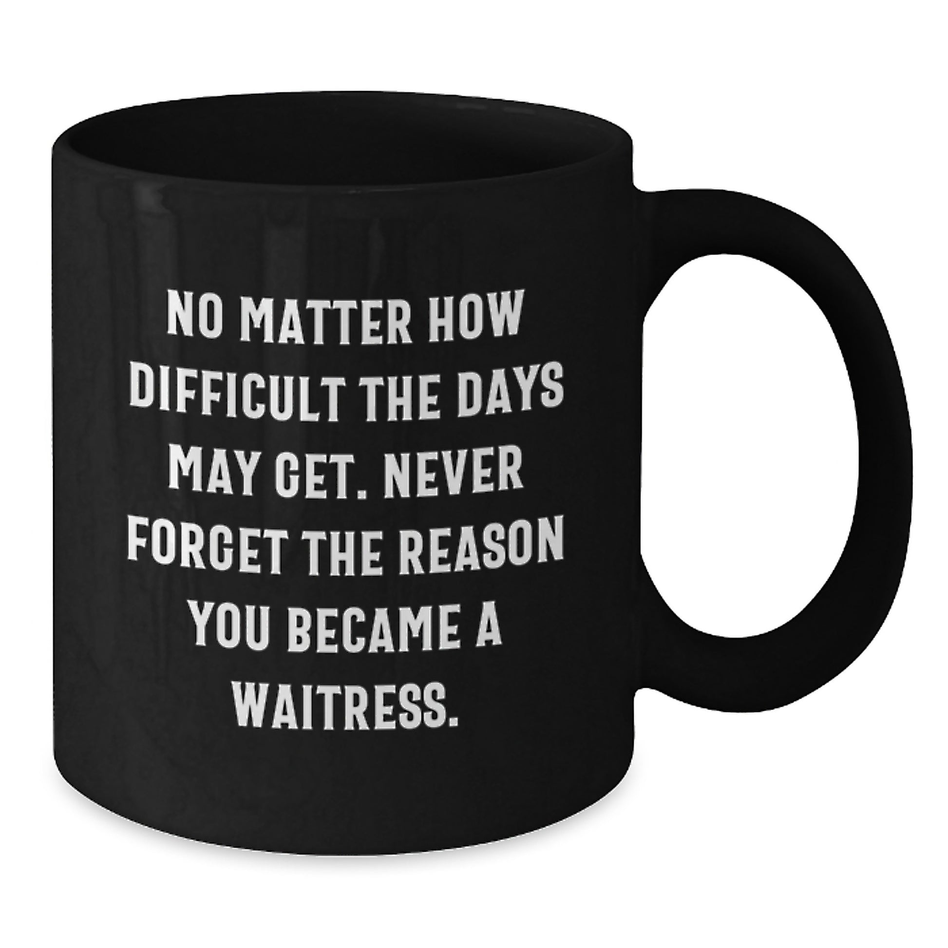 Funny Inspirational Quote Gift for Waitress Friend from Men, Funny Waitress Graduation Unique Gifts Black Coffee Mug, Never Forget the Reason You Became a Waitress Ceramic Mug - Additional
