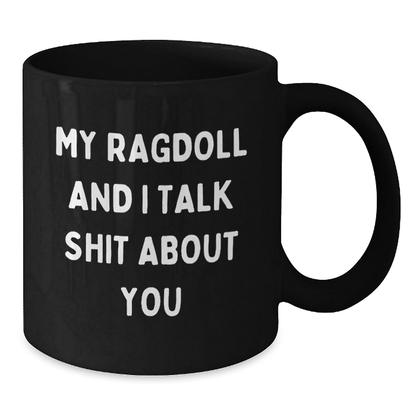 Funny Ragdoll Cat Mugs Gifts from Family to Dads on Father's Day - Black Coffee Mug with Quote 'My Ragdoll And I Talk Shit About You' - Additional