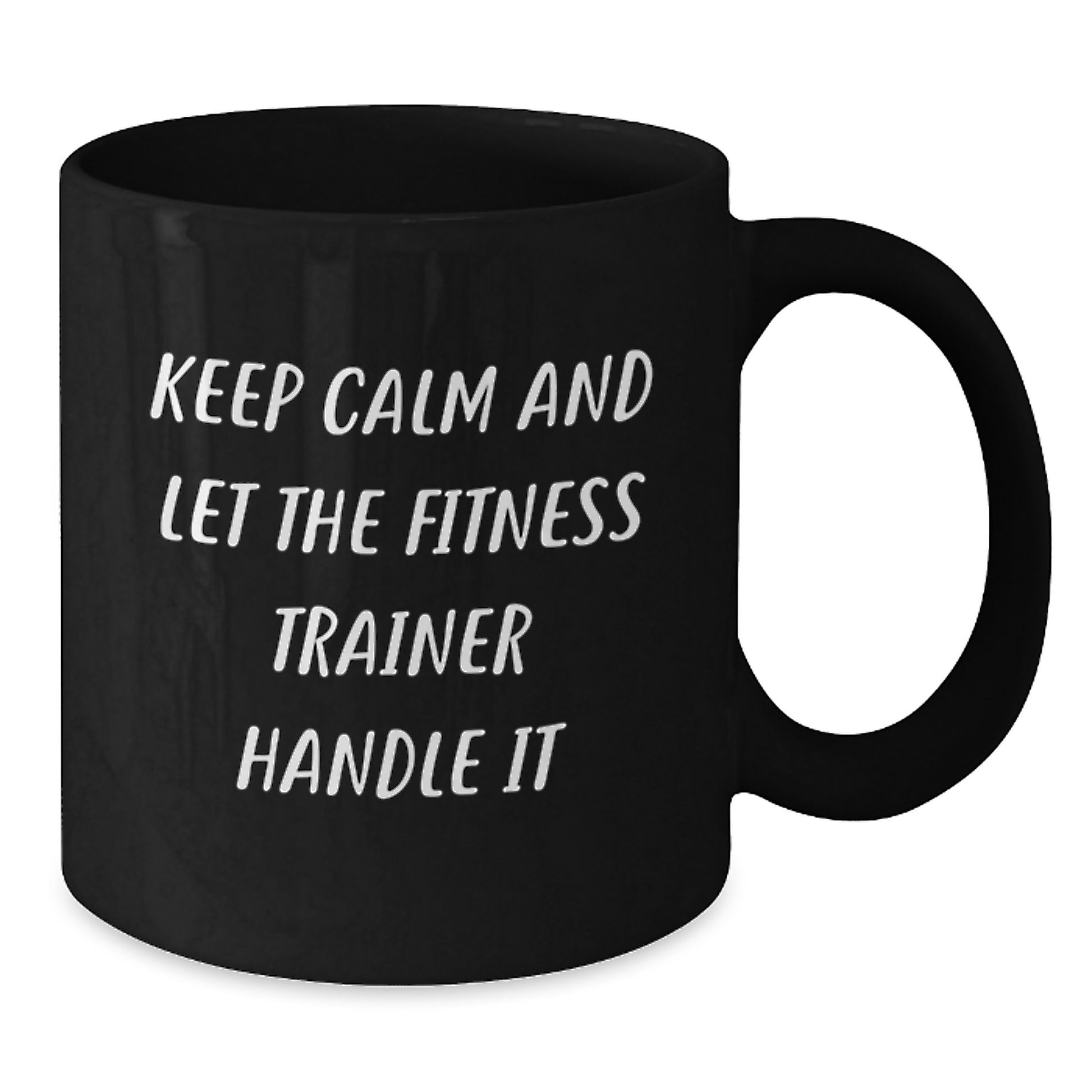 Funny Fitness Trainer Gifts from Men to Women Friends Coworkers Family - Black Coffee Mug 'Keep Calm And Let The Fitness Trainer Handle It' Christmas Unique Gifts - Additional