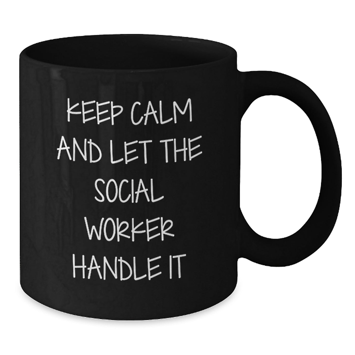 Funny Social Worker Christmas Unique Gifts from Friends, Black Coffee Mug with 'Keep Calm And Let The Social Worker Handle It' Quote, Perfect for Social Worker Appreciation - Additional