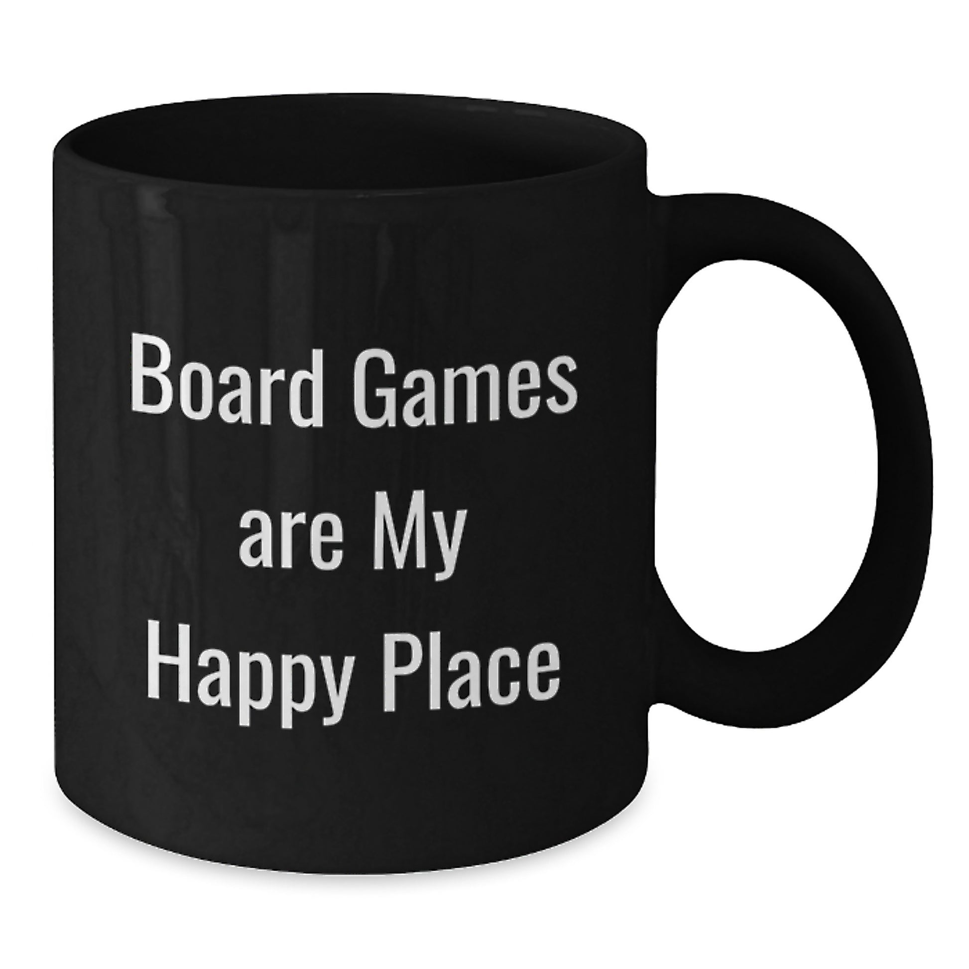 Funny Board Games Enthusiast Black Coffee Mug, Gifts from Friends for Dad on Father's Day, 'Board Games Are My Happy Place' - Additional