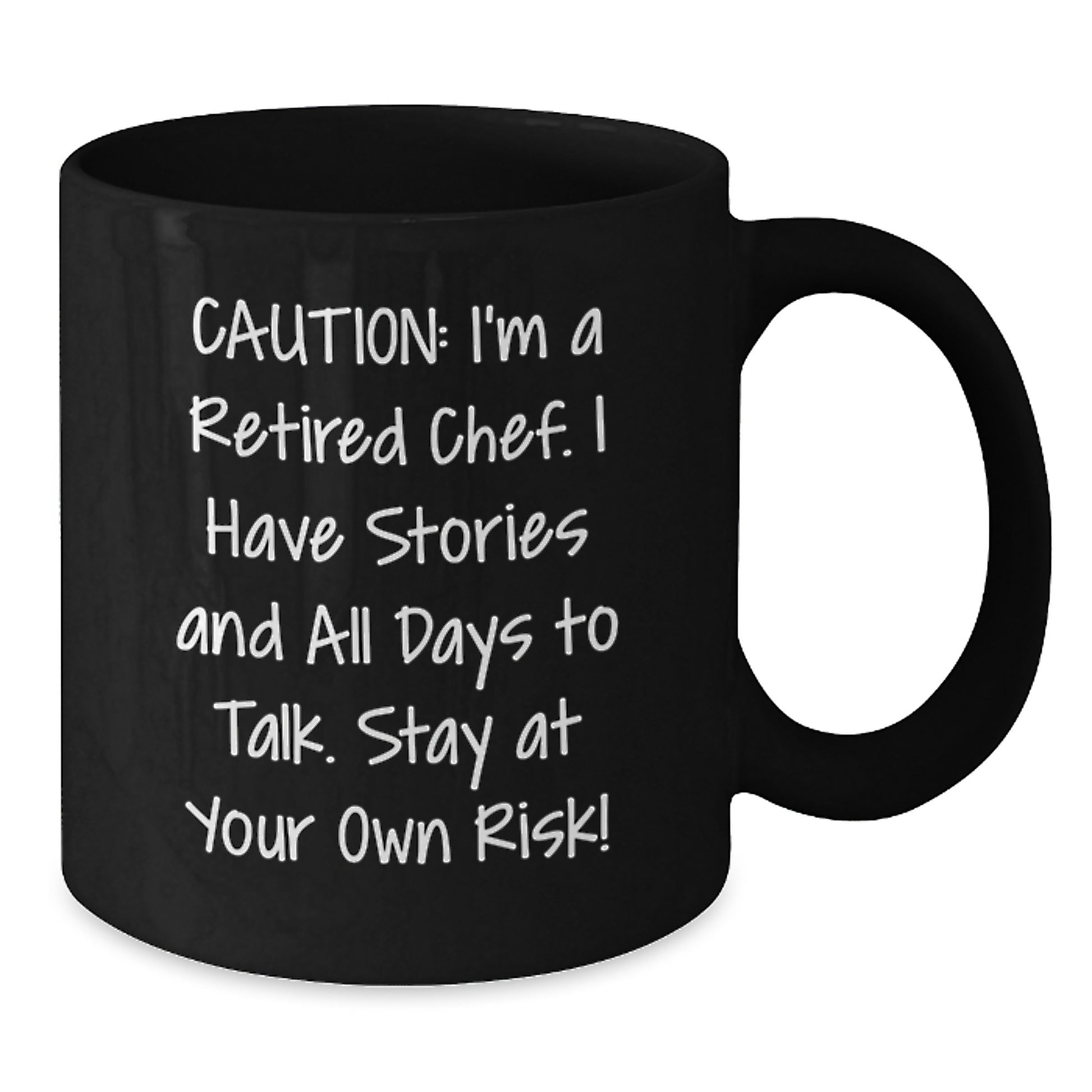 Funny Chef Gifts for Graduation, Black Coffee Mug with Caution Quote, 'Stay At Your Own Risk!' - Gifts from Men to Chef Friends - Additional