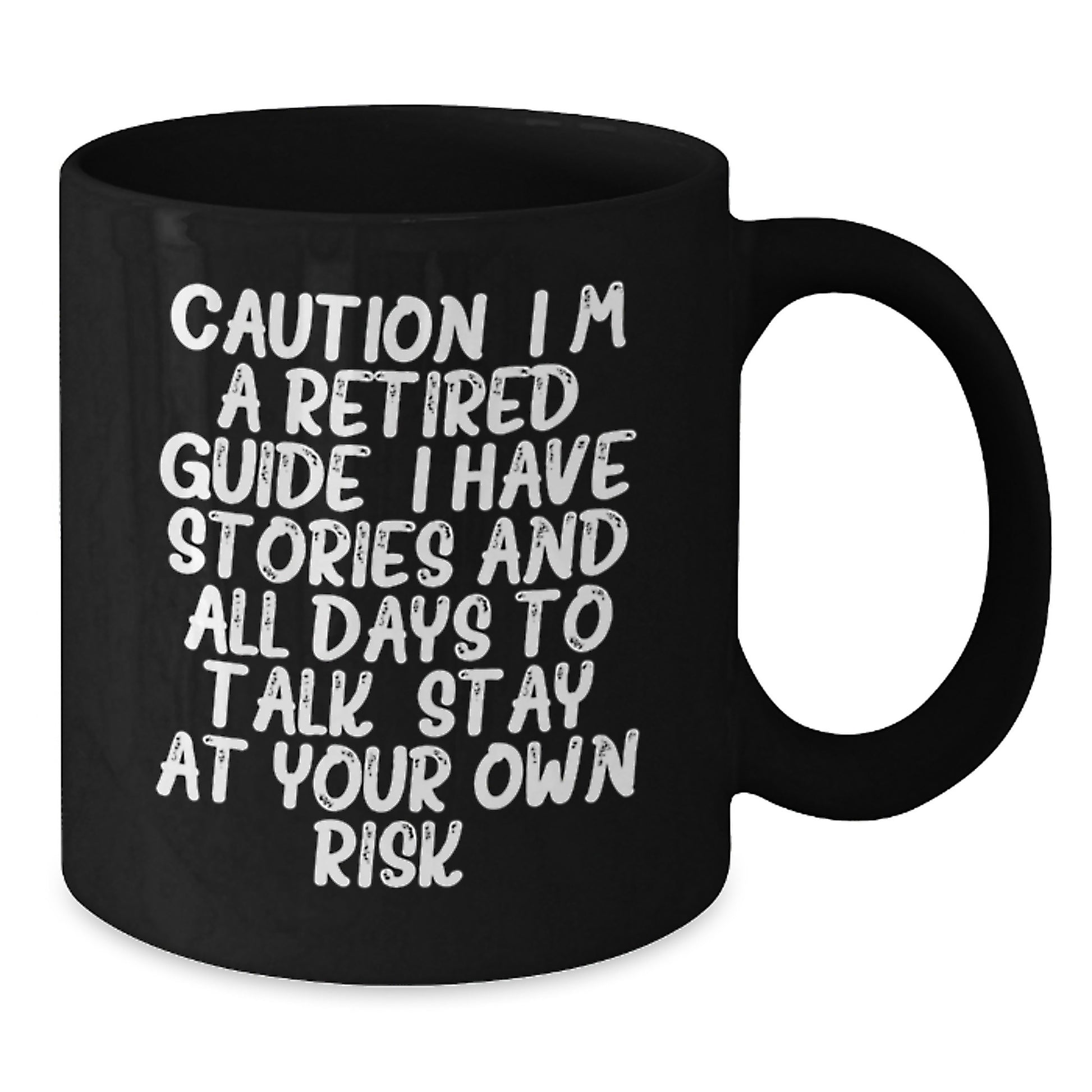 Funny Guide Christmas Unique Gifts for Men from Friends, Gift Idea for Coffee Lovers with Black Coffee Mug, Caution: I'm A Retired Guide Quote - Additional