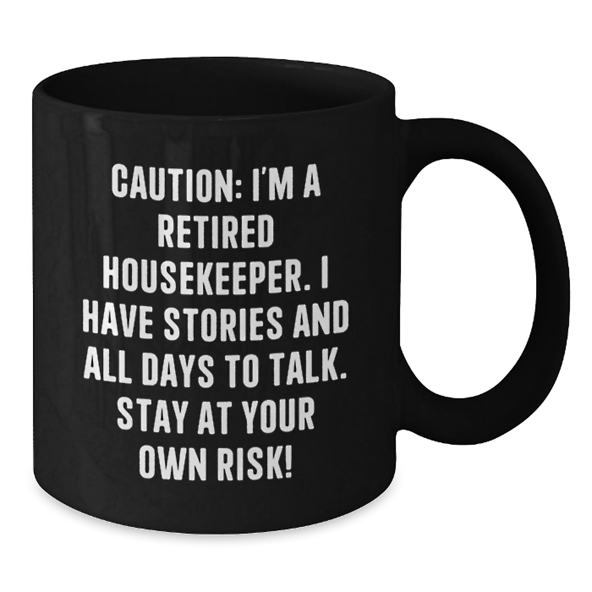 Funny Housekeeper Gifts for Women, Black Ceramic Coffee Mug, Caution Warning Sign for Housekeeper Humor, Christmas Unique Presents - Additional