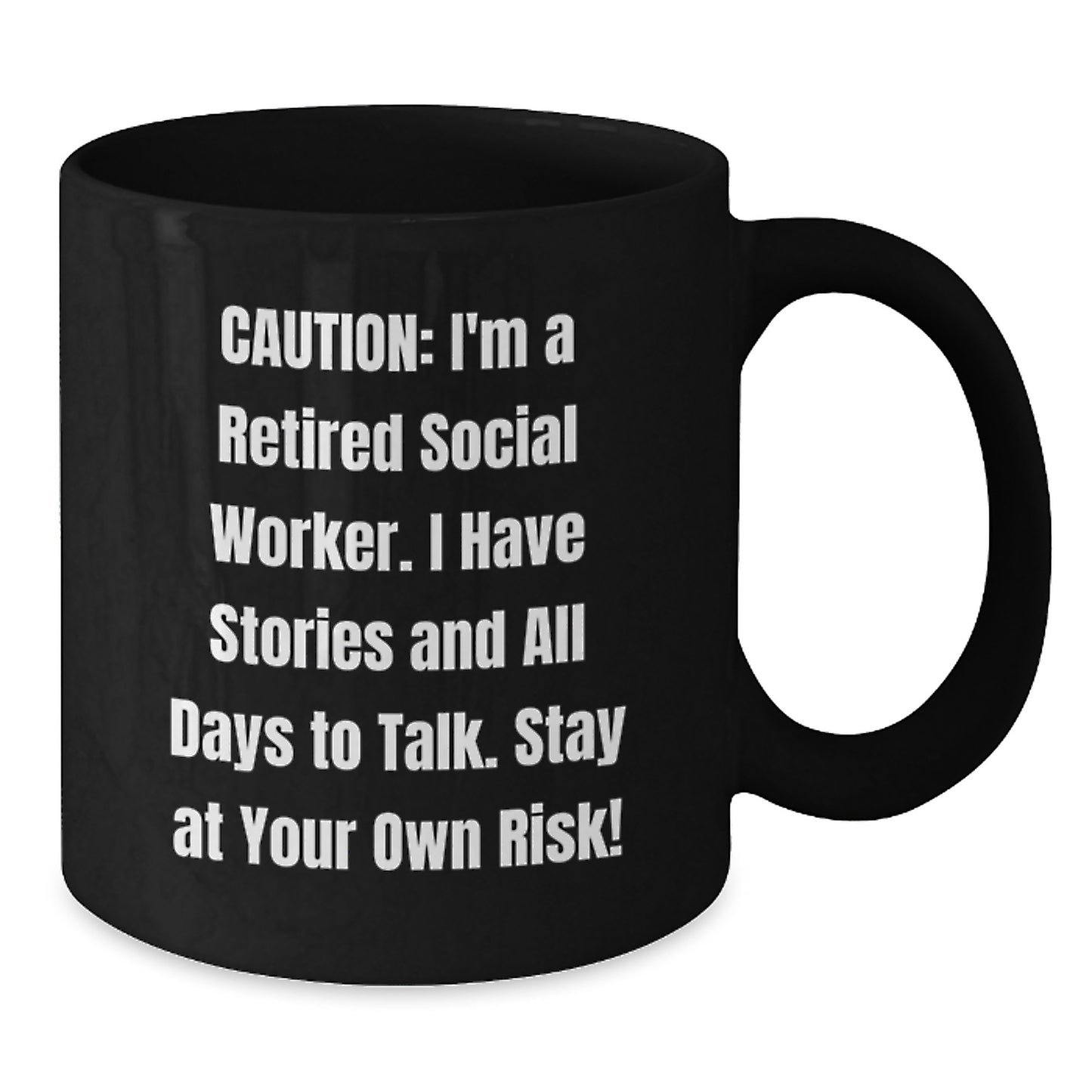 Funny Social Worker Gifts for Men - Black Coffee Mug with Retired Social Worker Sarcasm Humor, Perfect Birthday Unique Gifts from Friends - Additional