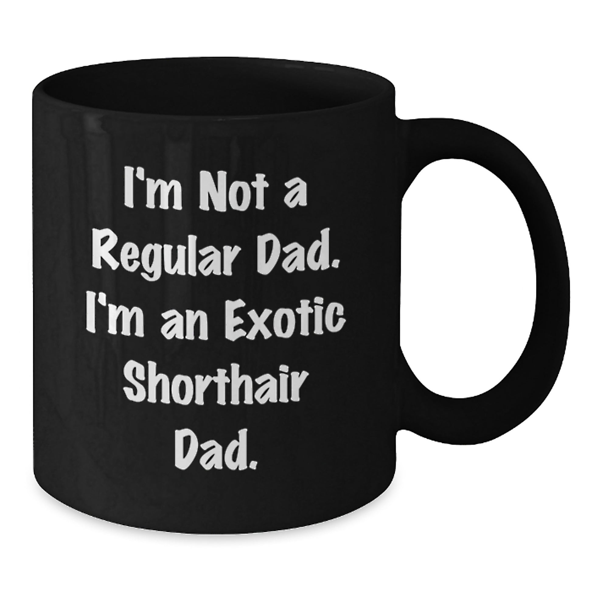 Exotic Shorthair Cat Black Coffee Mug, Funny Quote, Birthday Unique Gifts for Dad from Son Daughter Family Friends - Additional