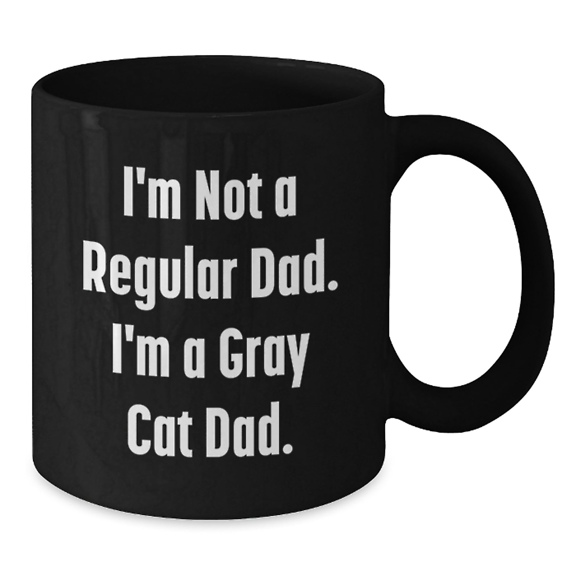 Funny Gray Cat Dad Gifts from Men to Friends for Christmas - Unique Black Coffee Mug - Additional