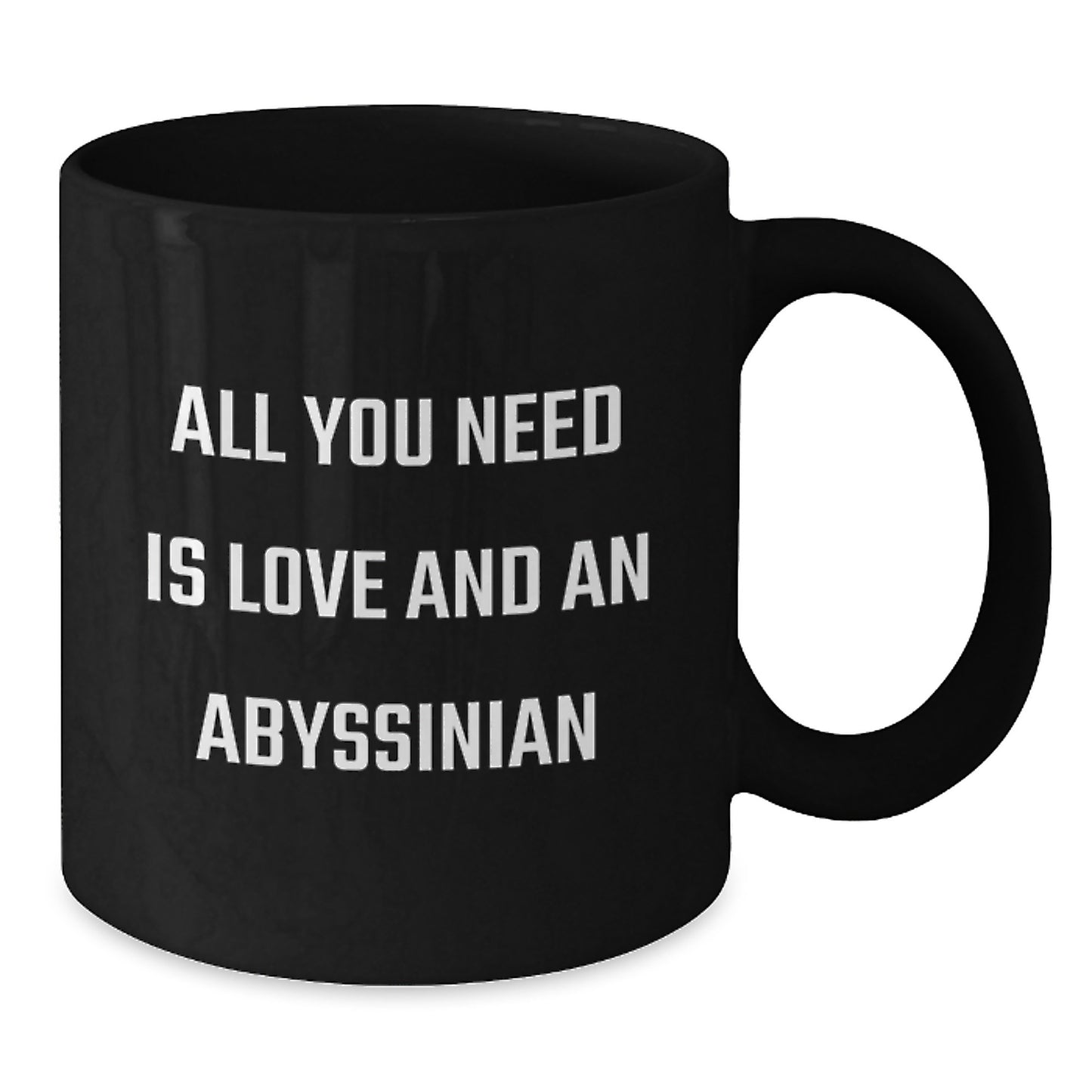 Abyssinian Cat Lover's Gift - All You Need Is Love And An Abyssinian, Funny Black Coffee Mug for Graduation, Gifts from Family to Abyssinian Cat Enthusiasts - Additional