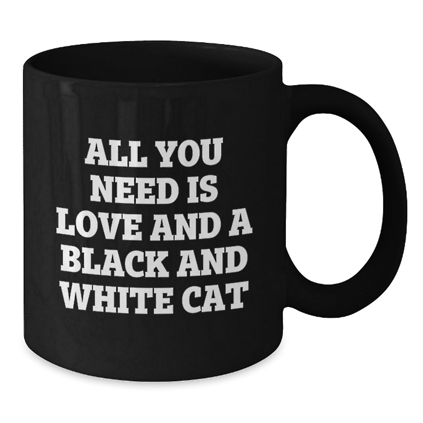 Funny Black and White Cat Gifts from Men to Friends - Christmas Unique Mugs with Love Quote, Black Coffee Mug for Cat Lovers - Additional