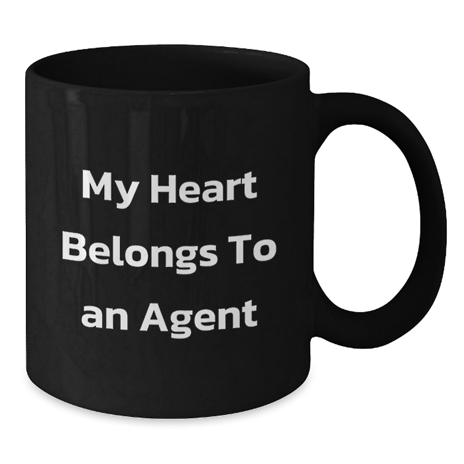 Funny Agent Gifts for Him, Black Coffee Mug, Christmas Unique Gifts, My Heart Belongs To An Agent, Agent Lovers - Additional
