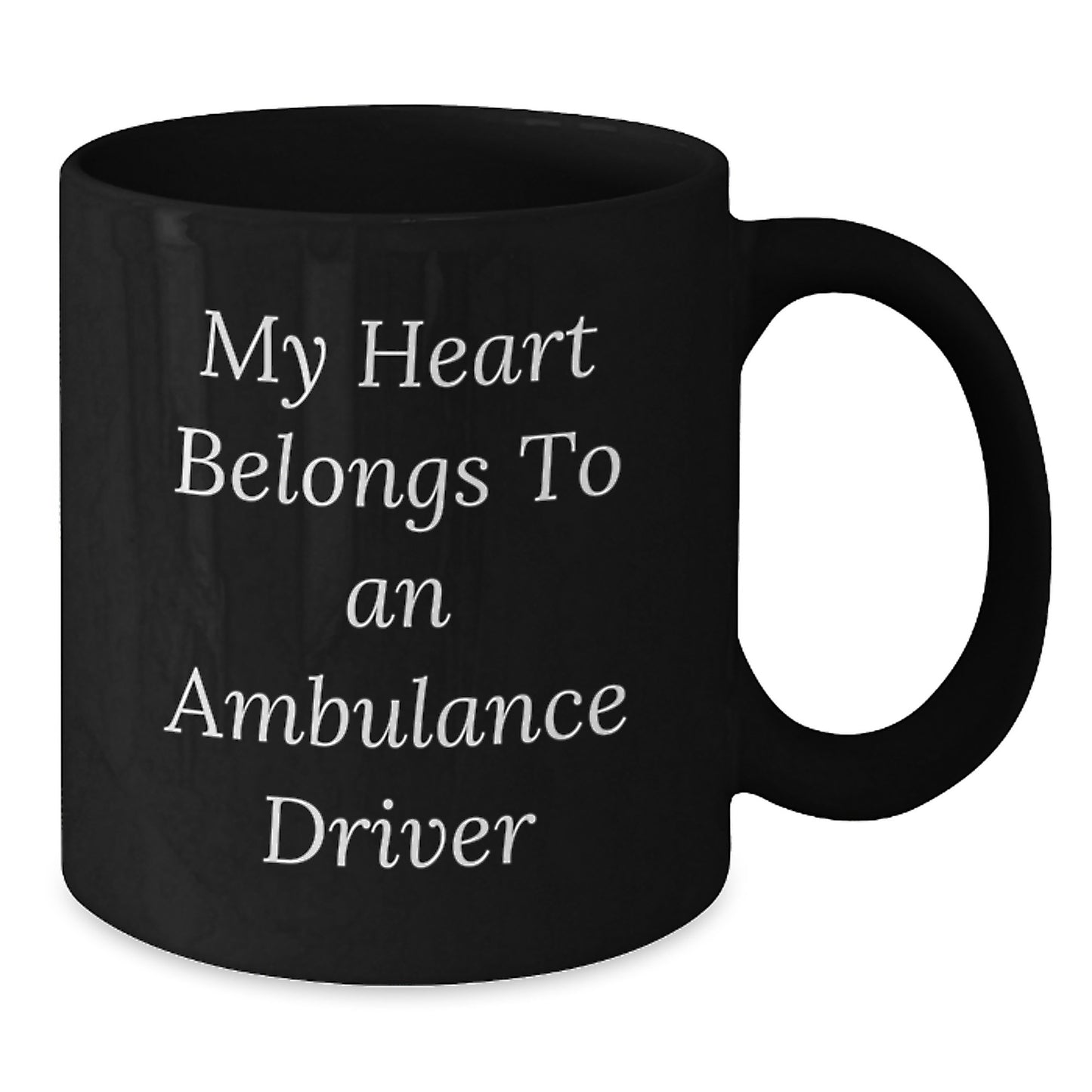 Funny Ambulance Driver Gifts from Men to Ambulance Driver Christmas Unique Gifts - My Heart Belongs To An Ambulance Driver Quote Black Coffee Mug - Additional