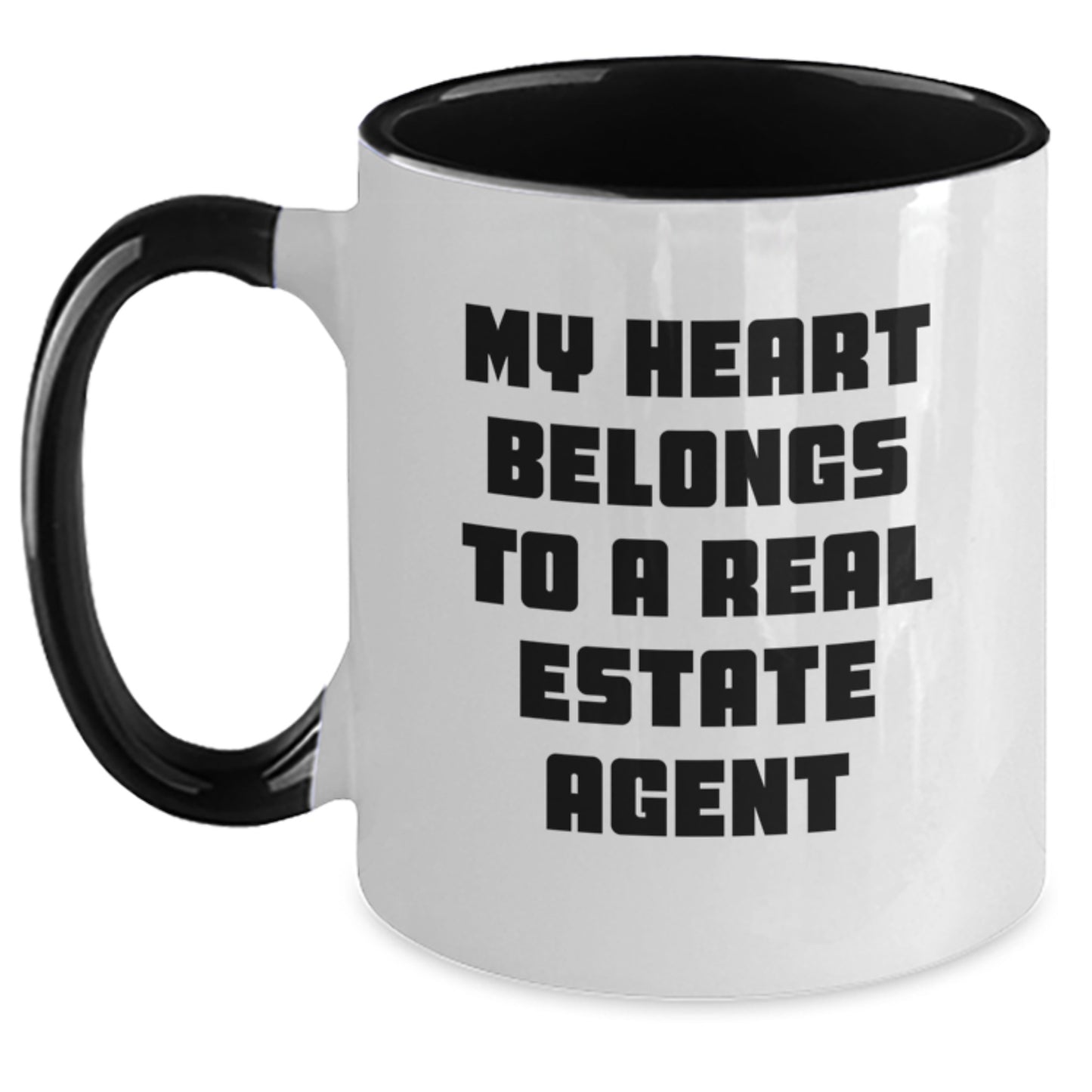 Funny Gifts from Friends to Real Estate Agents - My Heart Belongs To A Real Estate Agent Two Tone Coffee Mug, Christmas Unique Gifts - Main