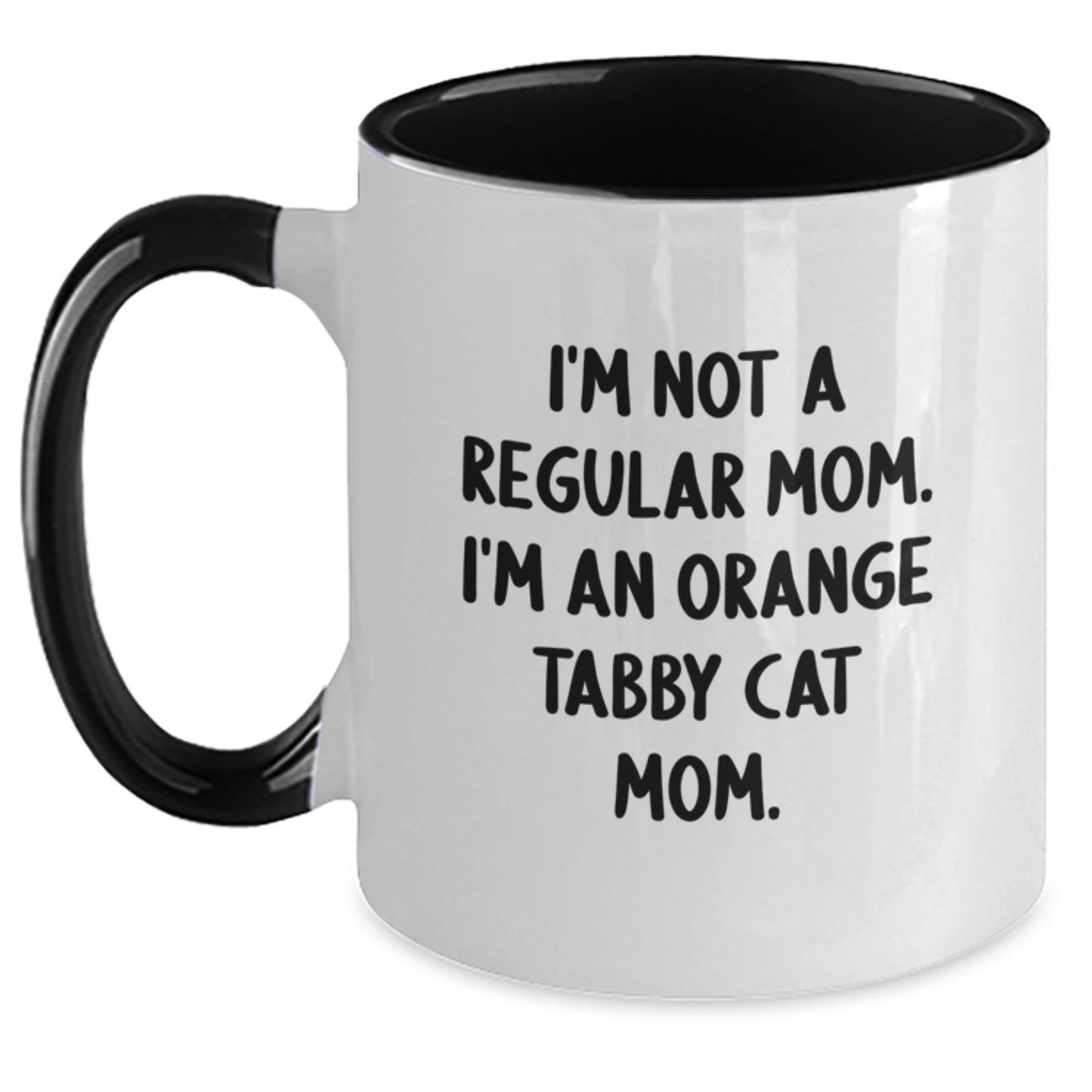 Funny Orange Tabby Cat Mom Two Tone Coffee Mug, Gifts from Mom to Grad, 'I'm Not A Regular Mom. I'm An Orange Tabby Cat Mom.' - Main