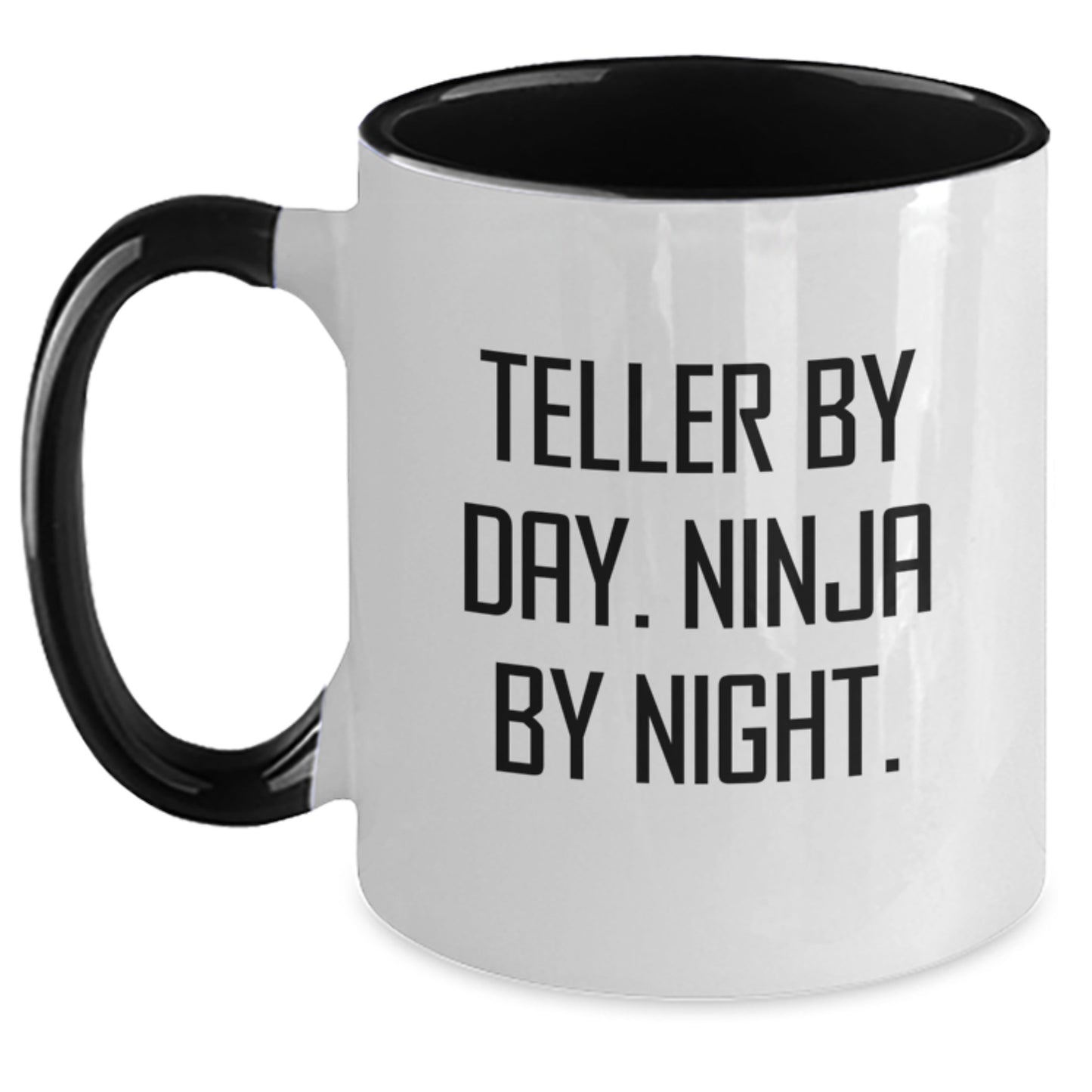 Teller Ninja Mug, Funny Quote Teller Gifts from Friends, Birthday Unique Gifts for Teller, Two Tone Coffee Mug - Main