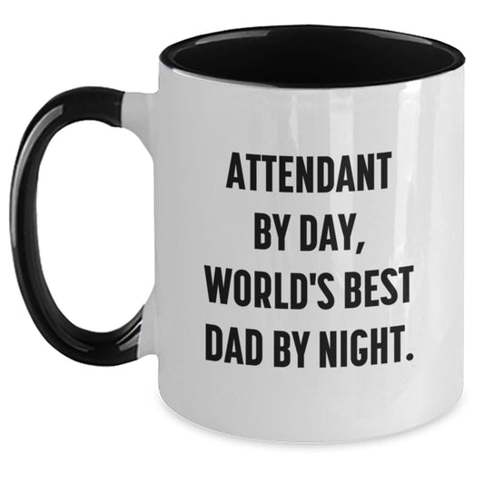 Attendant Gifts by Day, World's Best Dad Mugs for Birthday Fun, Funny Two Tone Coffee Mug, Gifts from Men to Attendants - Main