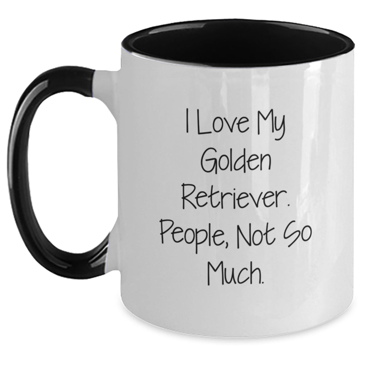Golden Retriever Dog Lover's Christmas Funny Quote Two Tone Coffee Mug Gift for Friends and Family - Black and White, Red and White, Navy and White, or Pink and White - Main