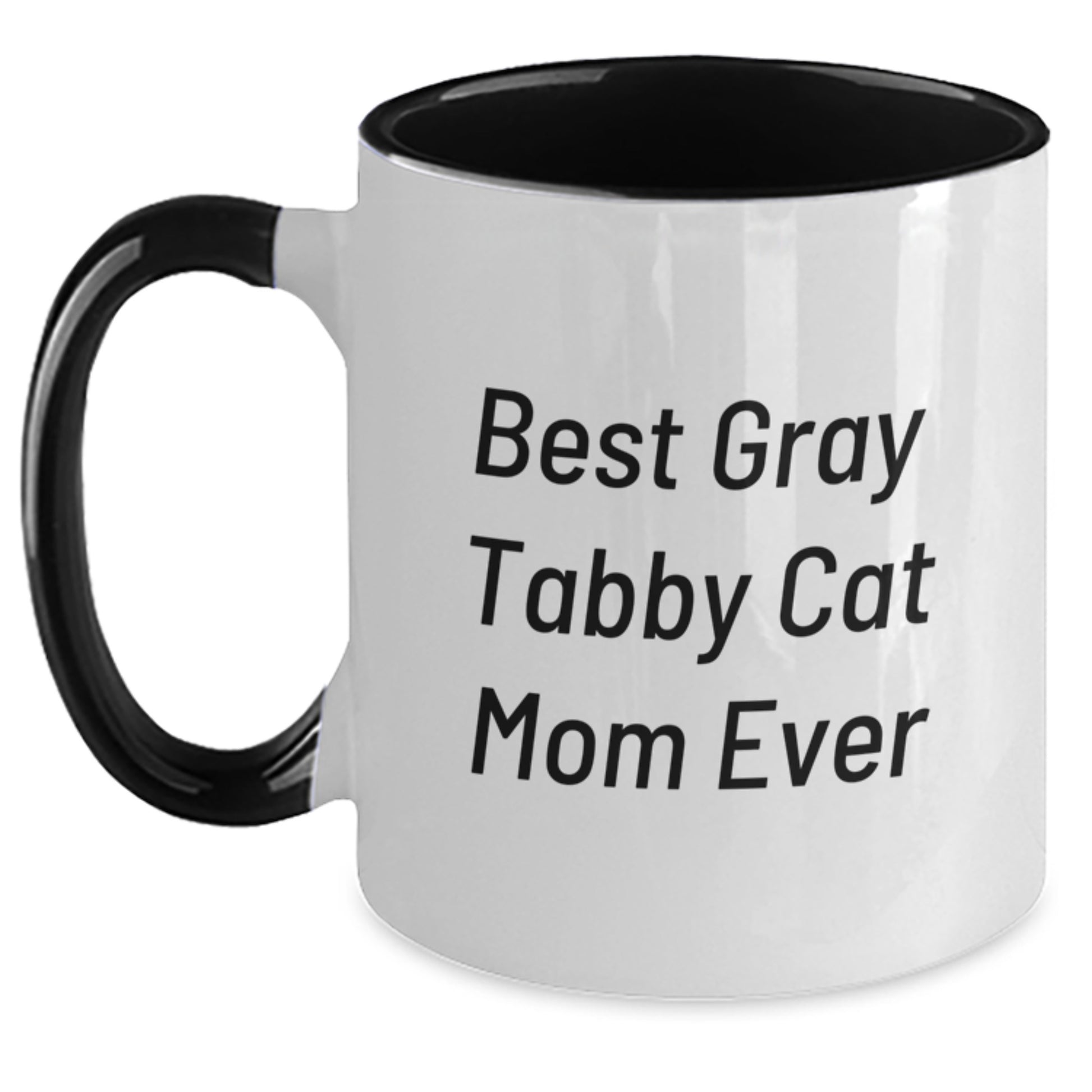 Funny Gray Tabby Cat Mom Gifts from Friends - Best Gray Tabby Cat Mom Ever Two Tone Coffee Mug, Birthday Unique Gifts - Main