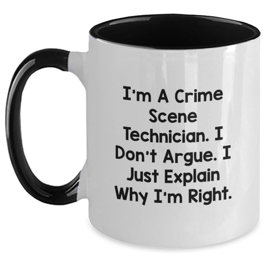 Crime Scene Technician Funny Gifts for Men Women Friends - Inspirational Two Tone Coffee Mug, Quote: I'm Right!, Ceramic, Microwave Dishwasher Safe, Graduation Unique Gifts from Family - Main