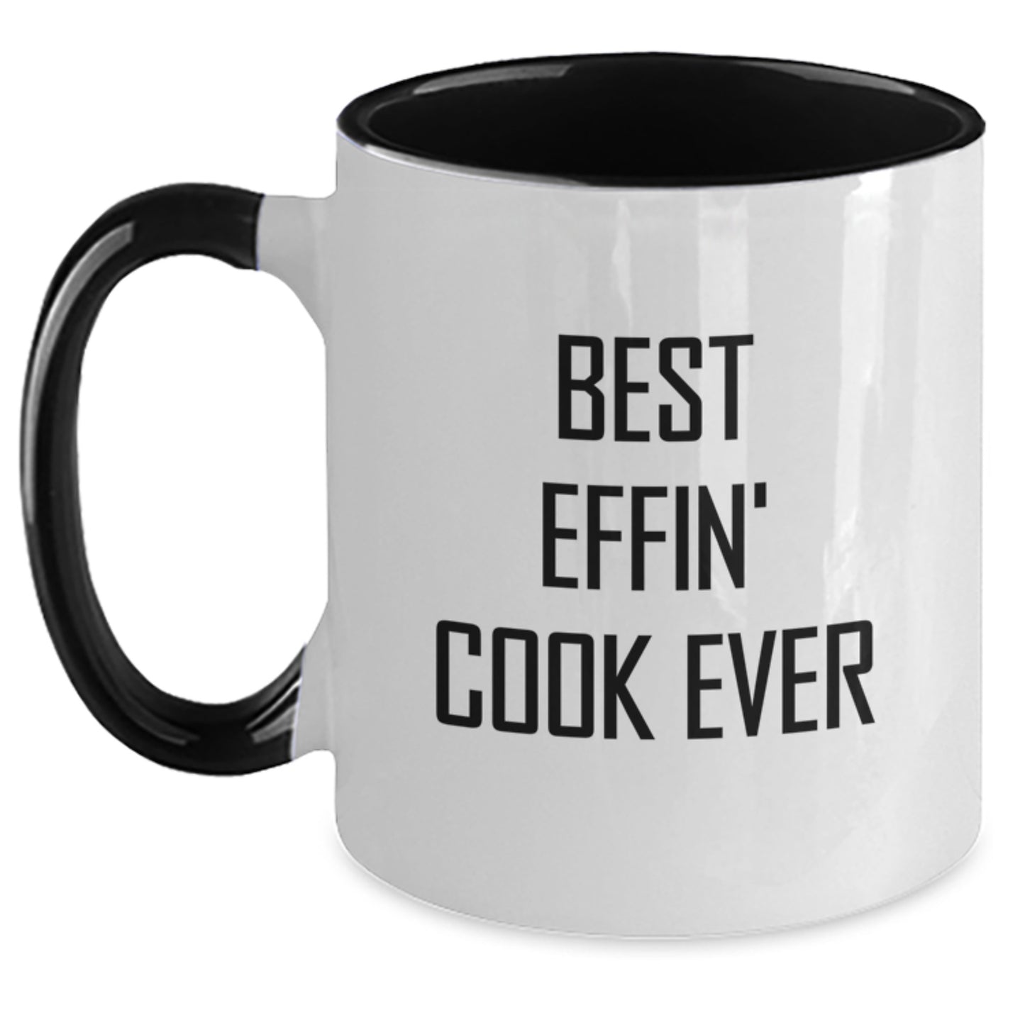 Funny Cook Gifts for Men Graduation Two Tone Coffee Mugs - Best Effin' Cook Ever Quote - Main