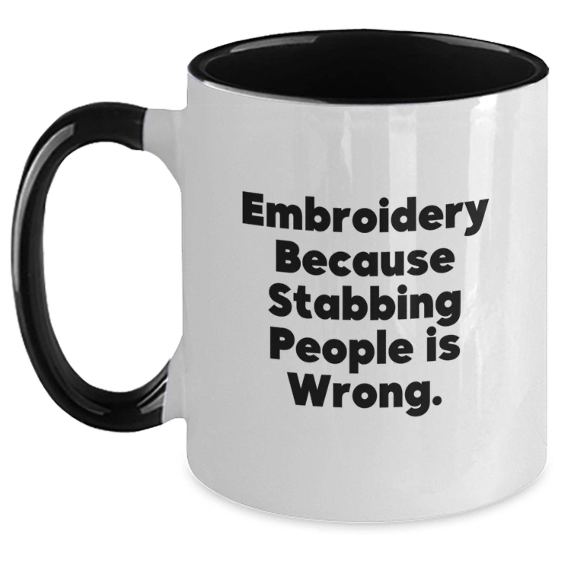 Embroidery Funny Mugs Gifts from Friends for Men and Women Embroidery Enthusiasts, Two Tone Coffee Mugs with Inspirational Quote, Christmas Unique Gifts - Main