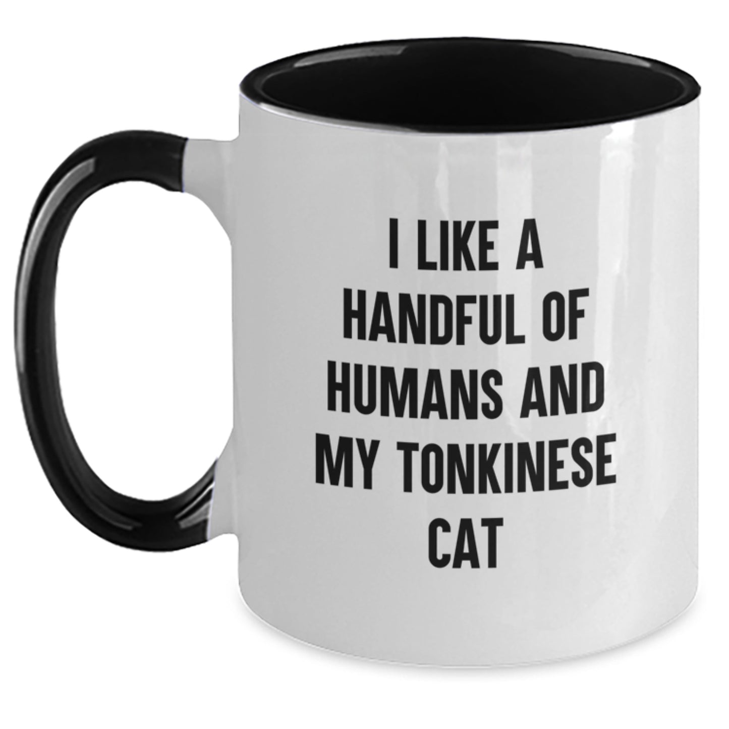 Gifts for Tonkinese Cat Lovers, Funny Two Tone Coffee Mugs for Cat Mom or Dad on Valentine's - I Like A Handful Of Humans And My Tonkinese Cat - Main