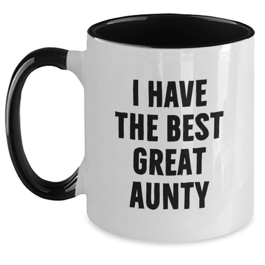 Funny Aunty Gifts from Family, Unique Two Tone Coffee Mug, I 'Have The Best Great Aunty' Quote, Great Father's Day Present for Aunty - Main