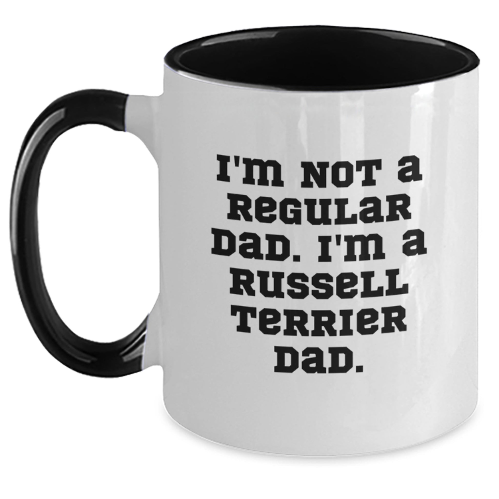 Funny Russell Terrier Dog Gifts from Men to Russell Terrier Dog Dad - Two Tone Coffee Mug for Christmas Unique Presents - Main