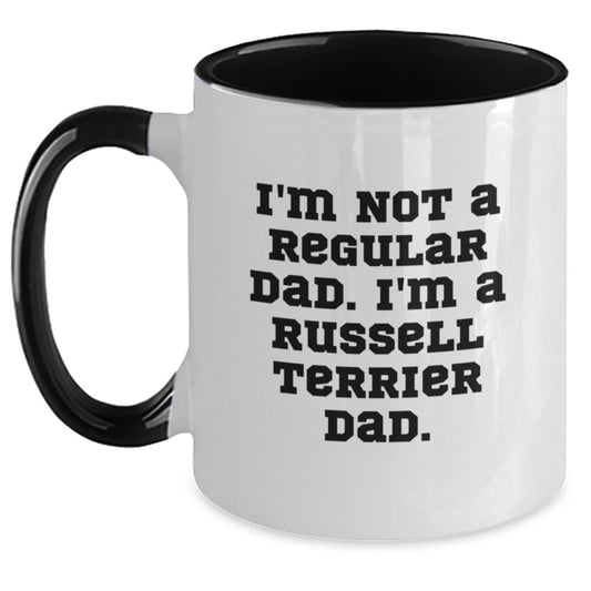 Funny Russell Terrier Dog Gifts from Men to Russell Terrier Dog Dad - Two Tone Coffee Mug for Christmas Unique Presents - Main