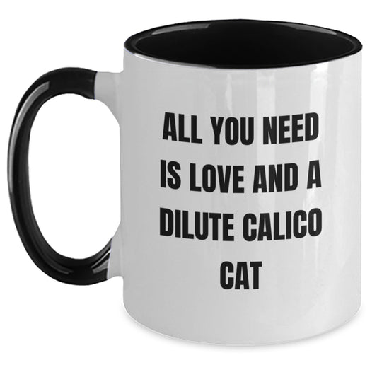 Dilute Calico Cat Gifts from Family to Graduates with Love and a Smile, Funny Quote Two Tone Coffee Mug - Main
