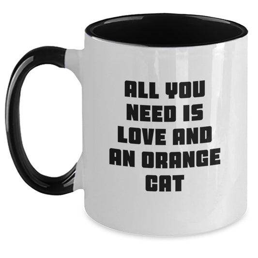 Orange Cat Lover Gifts from Family Friends Two Tone Coffee Mugs with Funny Quote - Main
