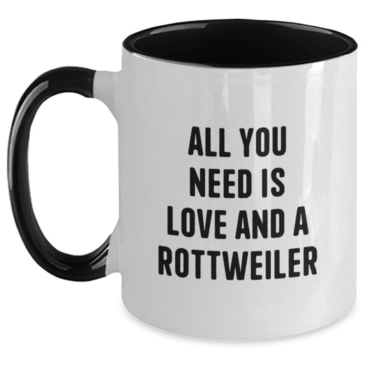 Rottweiler Dog Lover, Funny Quote Two Tone Coffee Mug Gifts from Men to Women for Friends and Family at Christmas - Main