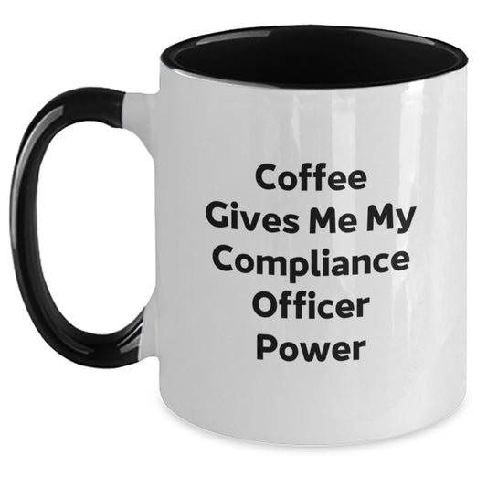 Funny Compliance Officer Gifts, Two Tone Coffee Mugs, 'Coffee Gives Me My Compliance Officer Power', Unique Christmas Unique Gifts from Colleagues, Compliance Officer Friends - Main