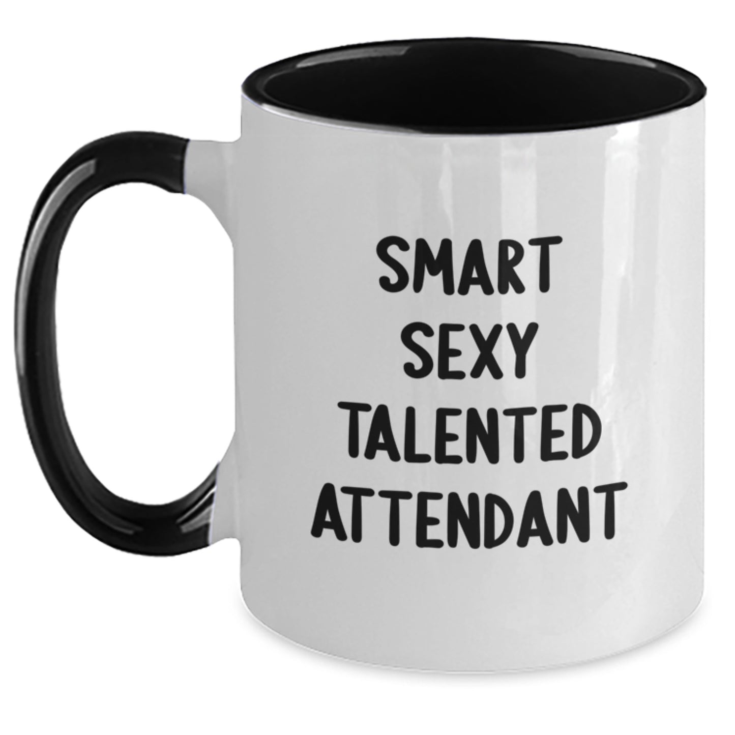 Smart Sexy Talented Attendant Two Tone Coffee Mug, Funny Graduation Unique Gifts from Family, Friends, Coworkers to Attendant, 11oz Ceramic Microwave Dishwasher Safe - Main