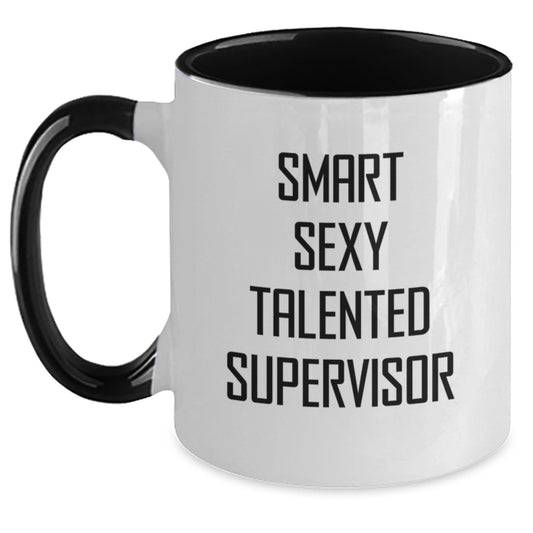 Funny Supervisor Gifts from Friends - 'Smart Sexy Talented' Two Tone Coffee Mug for Graduation - Main