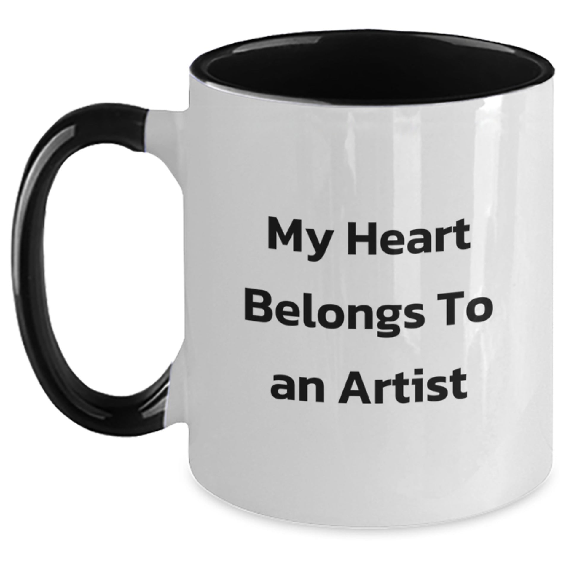 Funny Artist Two Tone Coffee Mugs Gifts from Friends and Family for Artist Lovers, My Heart Belongs To An Artist Christmas Unique Gifts - Main