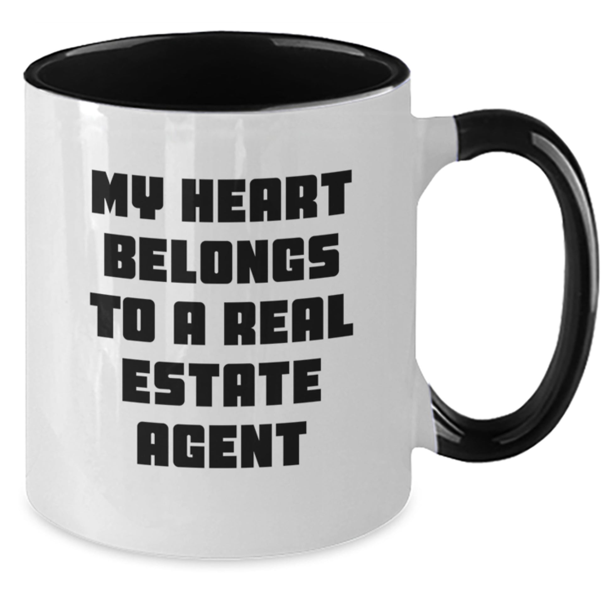 Funny Gifts from Friends to Real Estate Agents - My Heart Belongs To A Real Estate Agent Two Tone Coffee Mug, Christmas Unique Gifts - Additional