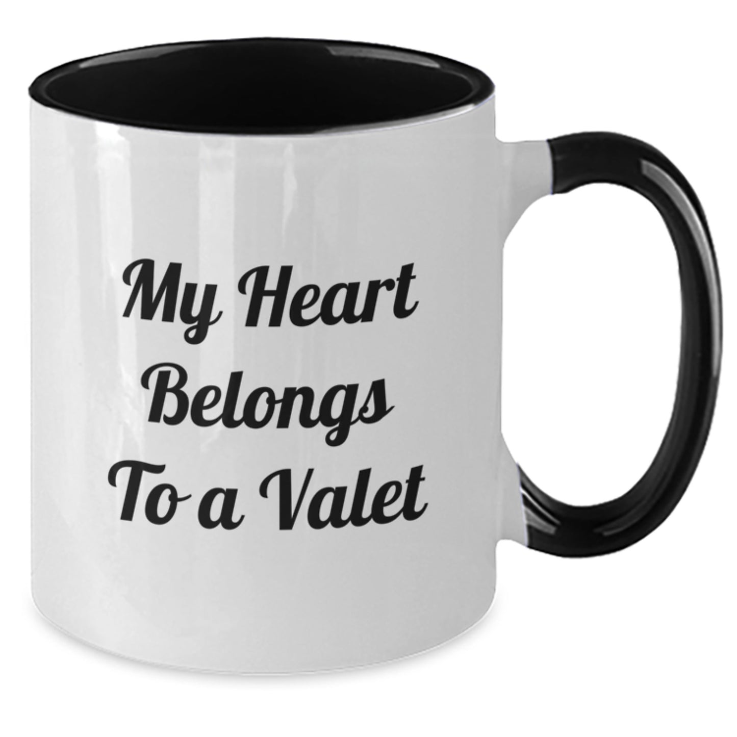 Cute Valet Gifts from Friends for Men Valet Two Tone Coffee Mugs - My Heart Belongs To A Valet, Funny Quote, Christmas Unique Presents - Additional