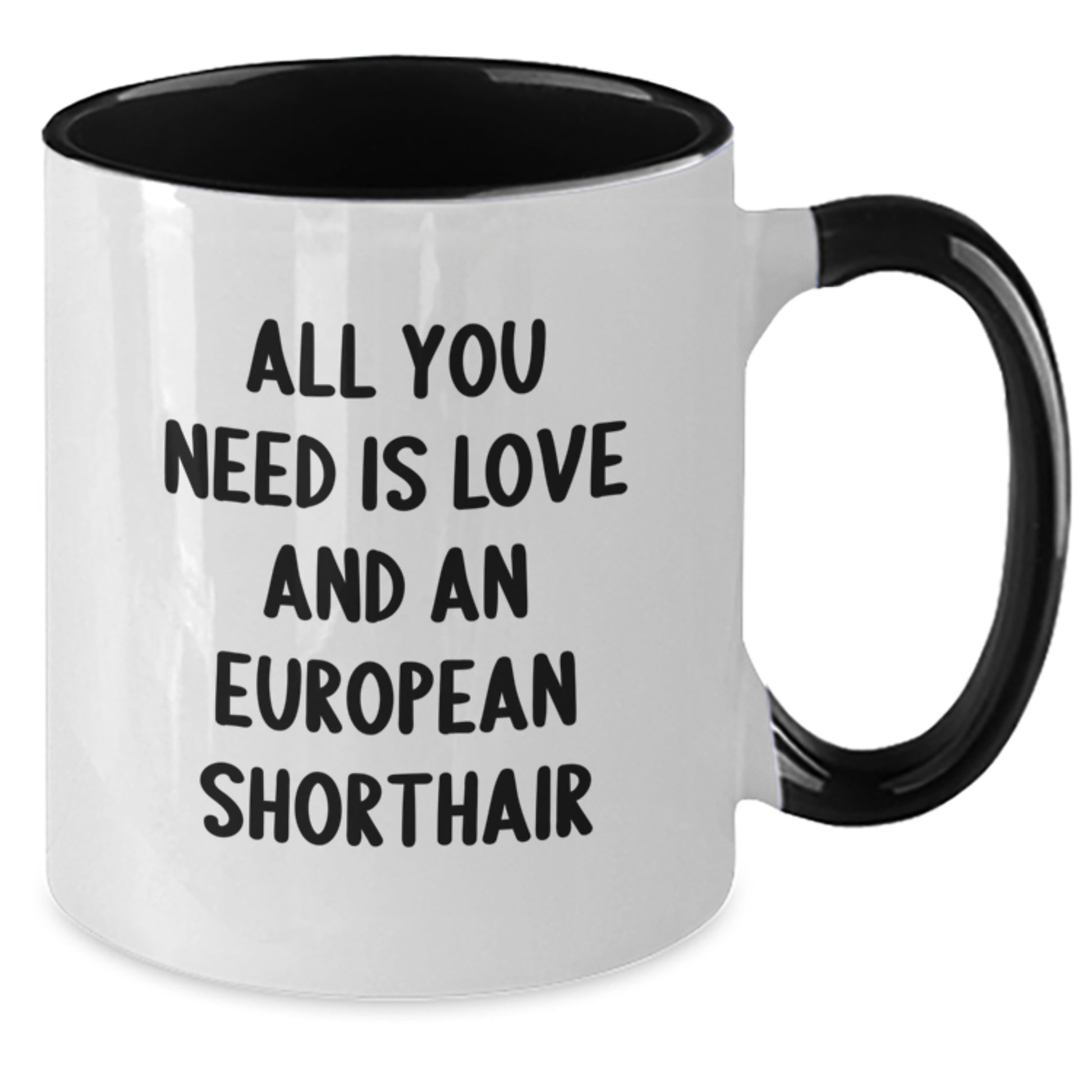 Funny European Shorthair Cat Gifts from Men to Family Members - All You Need Is Love And An European Shorthair - Two Tone Coffee Mug for Graduation Unique Gifts - Additional