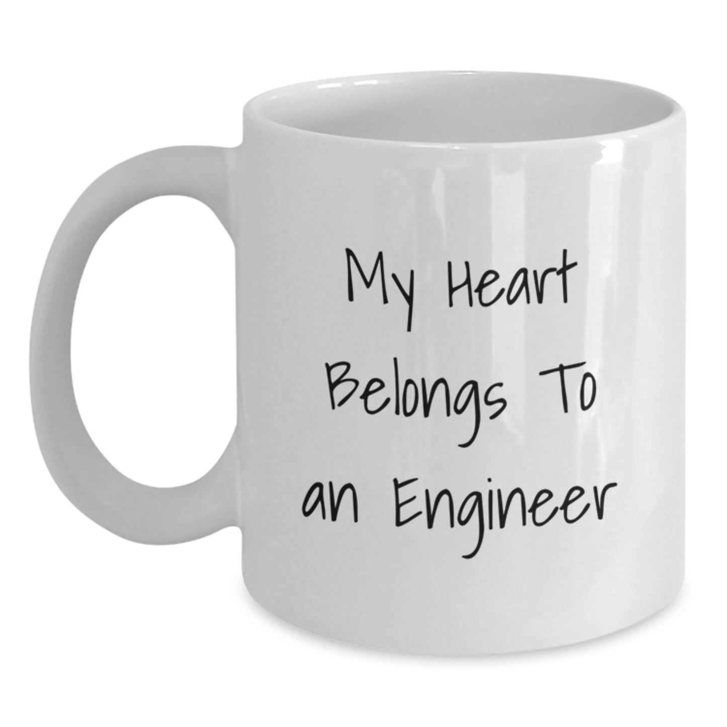 Funny Engineer Gifts from Friends, Unique White Coffee Mug for Engineer Enthusiast, 'My Heart Belongs To An Engineer' Birthday Unique Gifts - Main