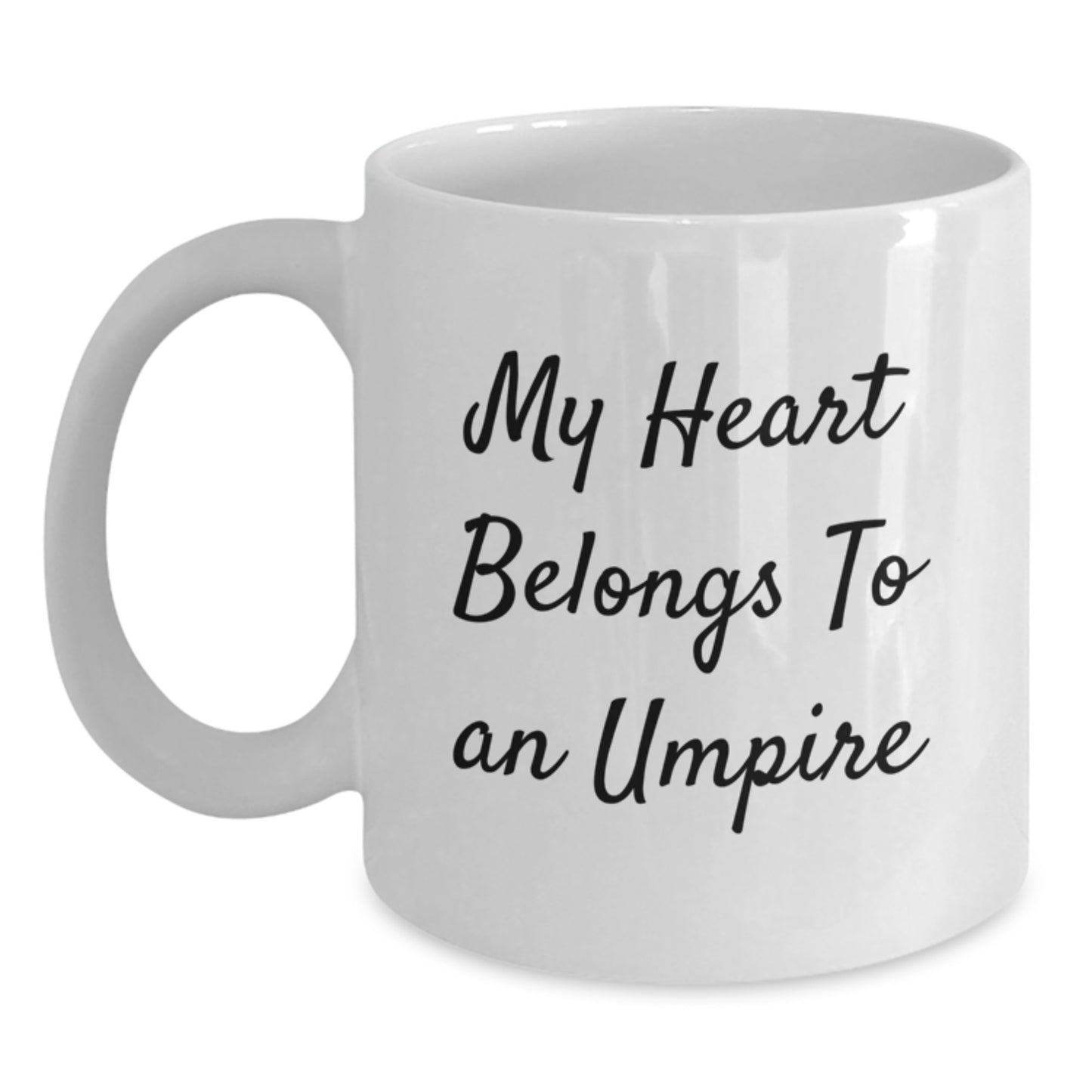 Funny Umpire Gifts from Men to Friends, White Coffee Mug, 'My Heart Belongs To An Umpire', Christmas Unique Gifts for Umpire Lovers - Main