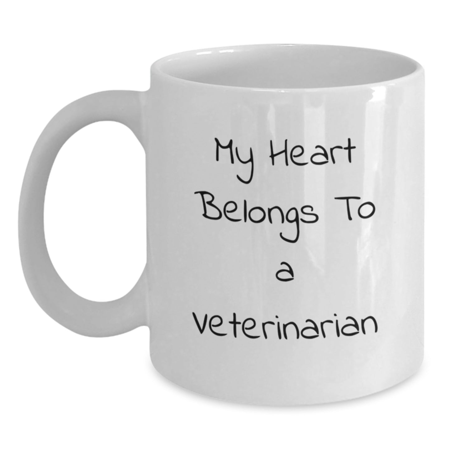 Funny Veterinarian Gifts from Friends and Family for Christmas Unique White Coffee Mugs with 'My Heart Belongs To A Veterinarian' Quote - Main