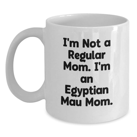 Egyptian Mau Cat Mom Gifts for Friends and Family, Funny White Coffee Mug 11oz or 15oz, Unique Christmas Memorable Present for Egyptian Mau Cat Enthusiasts - Main