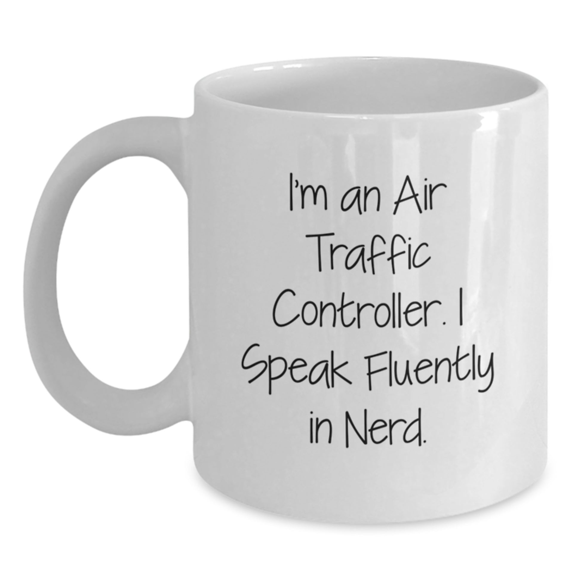 Funny Air Traffic Controller Gifts for Men, 'I Speak Fluently In genius' White Coffee Mug, Unique Christmas Memorable Presents from Friends - Main