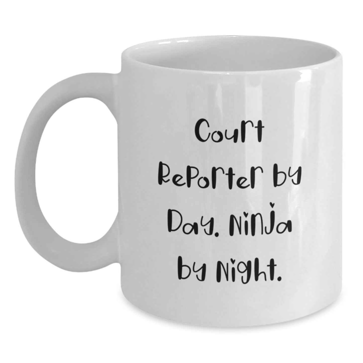 Funny Court Reporter Gifts for Men, Court Reporter White Coffee Mug, Gifts from Friends, Court Reporter by Day Ninja by Night - Main