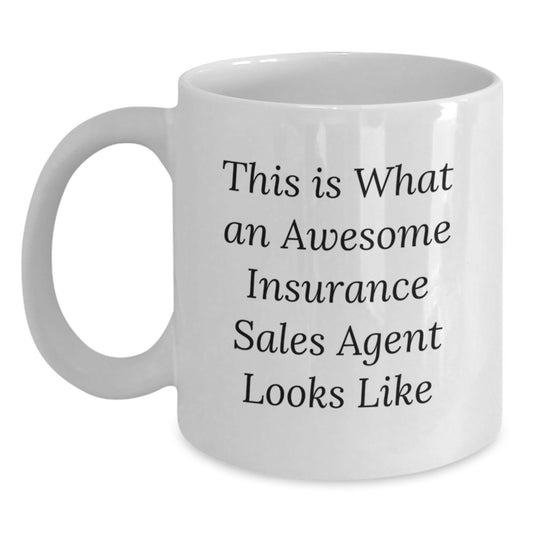 Funny Christmas Unique Gifts for Insurance Sales Agent, Awesome Agent Mug, White Ceramic Coffee Mug, Gifts from Men to Women Friends - Main