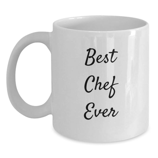 Funny Christmas Unique Gifts for Chef Friends and Family, Best Chef Ever White Coffee Mug, White Ceramic Mug, Microwave and Dishwasher Safe, 11oz or 15oz Capacity - Main