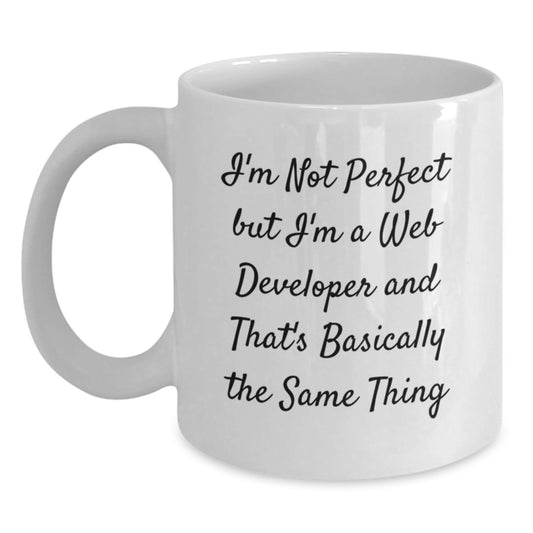 Funny Web Developer Gifts for Men, Unique Valentine's Unique Gifts from Friends, Cozy White Coffee Mug for Web Developer - Main