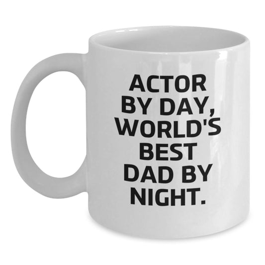 Funny Actor Gifts, World's Best Dad Mug, White Coffee Mug for Actor Friends and Family, Christmas Unique Presents from Dad - Main