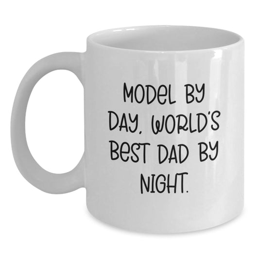 Funny Model Gifts for Men from World's Best Dad By Night, White Coffee Mug, Christmas Unique Gifts - Main