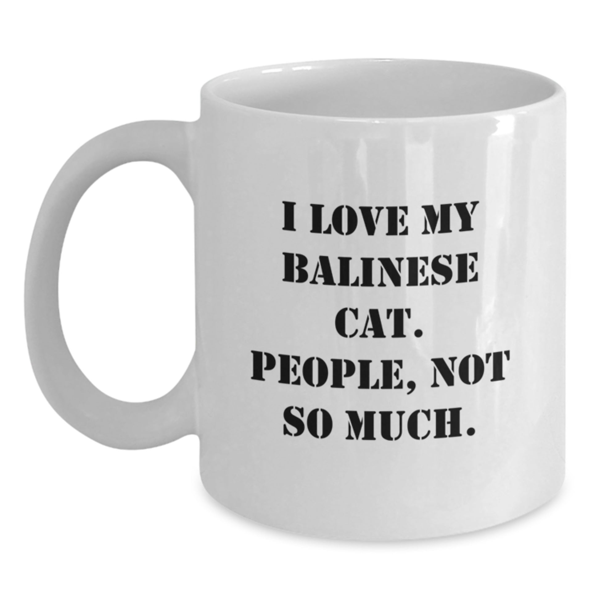 Funny Balinese Cat White Coffee Mug, Gifts from Friends for Balinese Cat Lovers on Birthday Unique Gifts - Main